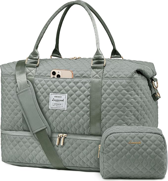 LOVEVOOK Travel Duffle Bag,Weekender Bags for Women with Shoe Compartment，Carry on Overnight Bag with Toiletry Bag,Gym Duffel Bag with Wet Pocket, Hospital Bags for Labor and Delivery