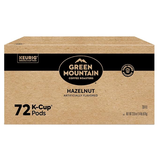 Green Mountain Coffee Roasters Hazelnut Keurig Single-Serve K-Cup pods, Light Roast Coffee, 72 Count