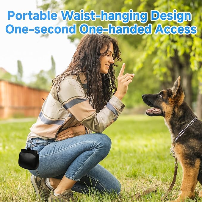 Silicone Dog Treat Pouch for Leash, One-Hand Access Training Pouch with Pull Tab with Auto-Closing Lid, Small Pocket Sized Dog Treat Bag with Clip, Waterproof Puppy Training & Walking，1 Cup
