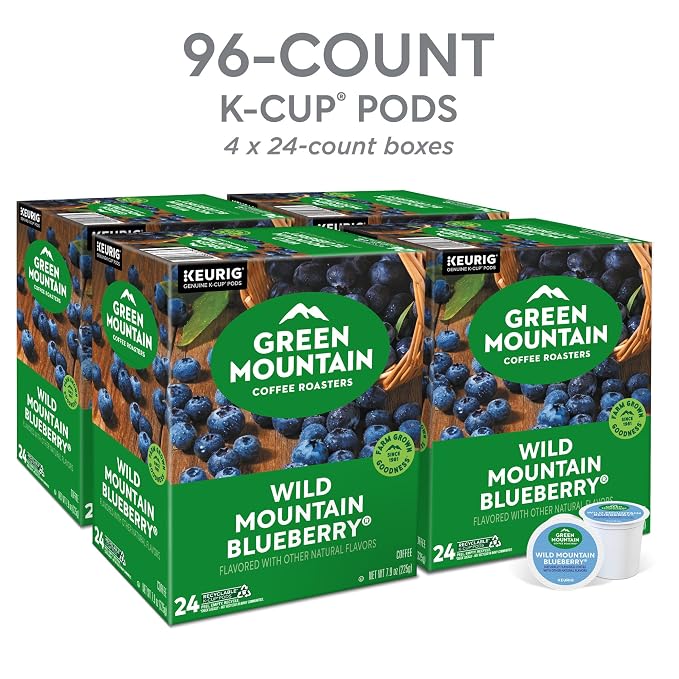 Green Mountain Coffee Roasters Wild Mountain Blueberry Keurig Single-Serve K-Cup pods, Light Roast Coffee, 96 Count