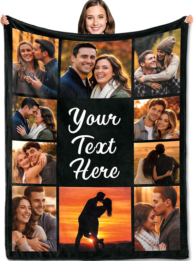 Yofair Ships Next Day, Custom Blanket with Picture Wedding Anniversary Valentines Day Gifts for Him Her Personalized Photo Blankets I Love You Couple Gift for Women Boyfriend Girlfriend Wife Husband