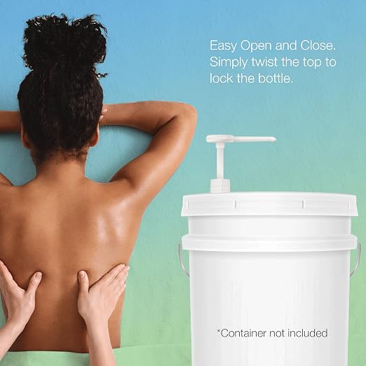 Bon Vital' 5 Gallon Pail Pump, One-Hand Dispenser for Massage Lotion, Gel & Oil, Fits 5 Gallon Buckets, Durable Leak-Resistant Pump for Spa, Salon & Therapy Use