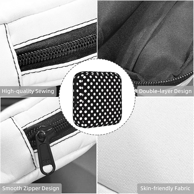 Polka Dot Black Polkadot Black And White Period Bag For Women,Portable Sanitary Napkin Period Pad Pouch For Purse, Small Make Up Bags