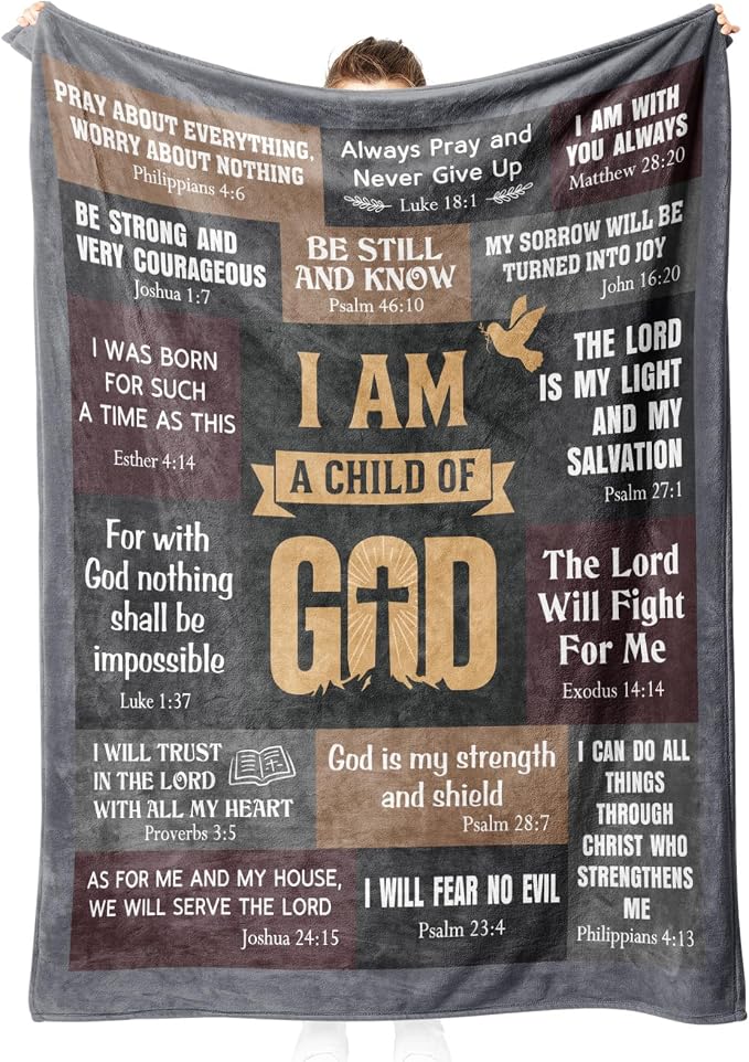 Christian Gifts for Men, Christian Blanket, Birthday Gifts for Men | Baptism Gifts for Boy, Teen Boy Gifts Trendy Stuff, I Am a Child of God Blanket, First Communion Gifts for Boys(50 * 60)
