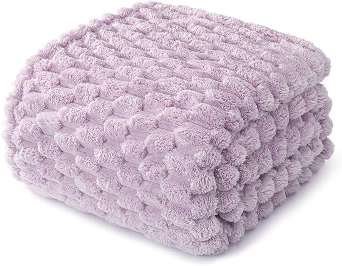 Whale Flotilla Soft Fleece King Size Bed Blanket Luxury 3D Jacquard, Lilac | Lightweight Breathable Coverlet Bedspread for All Seasons, Super Cozy Plush Fluffy Fuzzy Decorative Blanket for Bed, 90"x104"