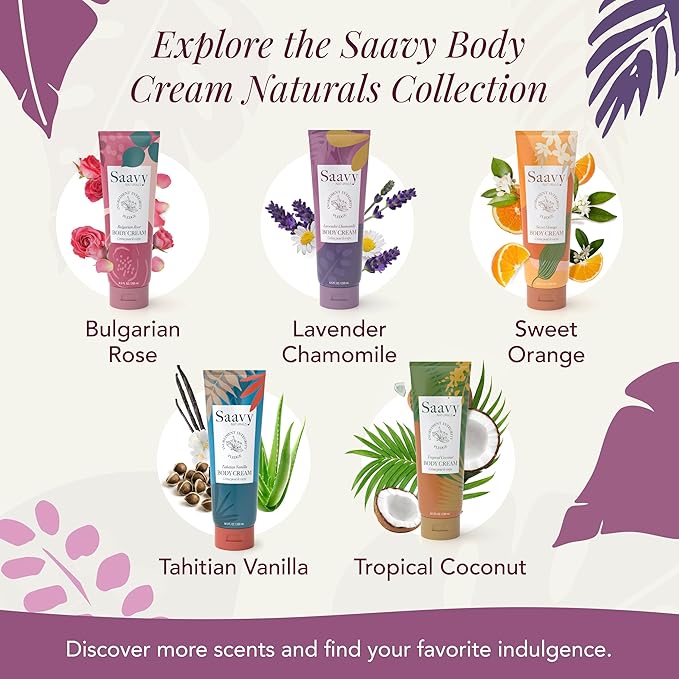 Saavy Naturals Deeply Hydrating Body Cream for Dry Skin – Nourishing Shea Butter, Plant-Based & Sustainably Sourced – Lavender Chamomile – 8.5 fl oz, 2 pack