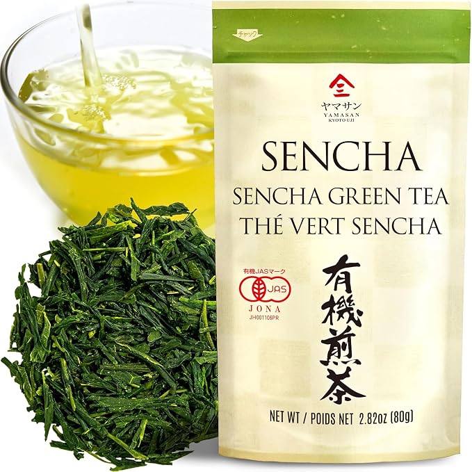 YAMASAN KYOTO UJI Sencha Green Tea Loose Leaf, JAS Certified Organic Japanese Tea from Uji, Kyoto, 80g Bag, Sencha Tea, Loose Leaf