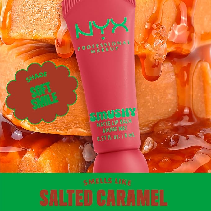 NYX PROFESSIONAL MAKEUP Smushy Matte Lip Balm, Tinted Lip Moisturizer with Soft, Matte Finish - Soft Smile (Soft Nude)