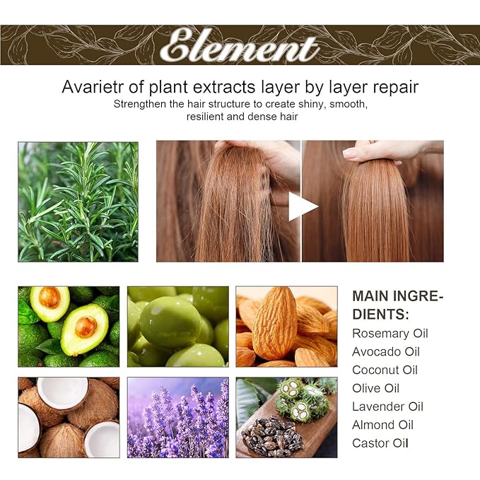 2Pack Natural Hair Growth Oil,Carvenchi Hair Growth Oil with Rosemary,Hair Regrowth for Dry Damaged and Thin Hair