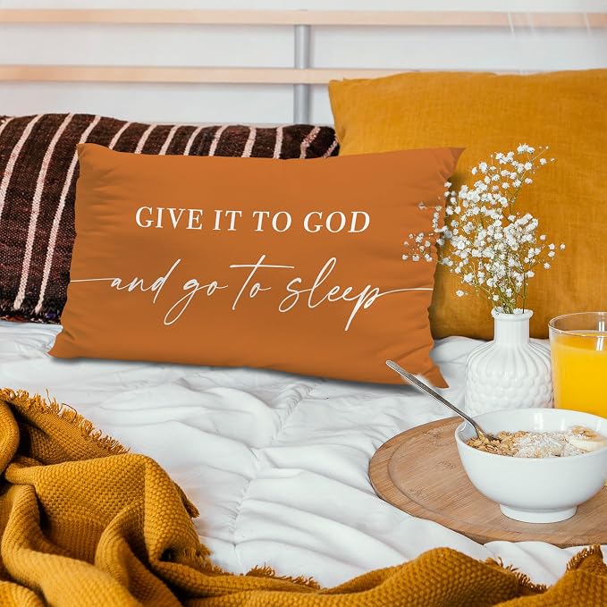 Give It to God and Go to Sleep, Decorative Pillows Cover for Bed, Throw Pillows Cover for Bed,12x20 Inch Pillow Case,Decorative Bed Pillows Cover for Bedroom Room(12x20,croci)