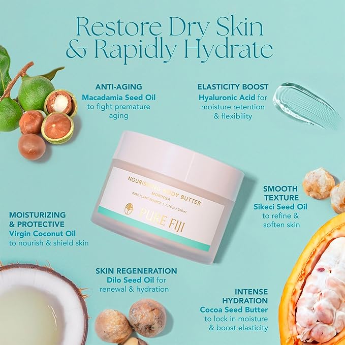 PURE FIJI Nourishing Body Butter, Moringa (6.7oz/200ml)
