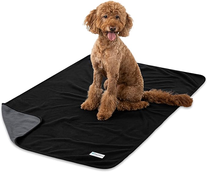 PetAmi Waterproof Dog Blanket for Couch, Pee Proof Reversible Cat Blanket for Sofa Bed Furniture Protector, Soft Fleece Washable Pet Throw for Dogs Cats Puppies Kittens, 40x60 Black Gray
