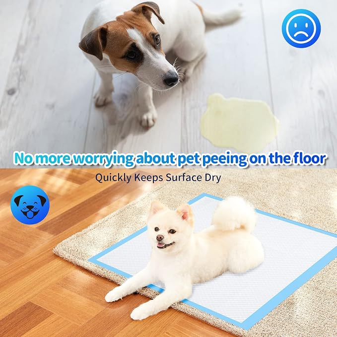 Upgrade Leak-Proof Pet Training and Puppy Pads, Jumbo Pee Pads for Dogs with Thicken Polymer Heavy Absorbency, Quick Dry Disposable Pee Pads for Cats Dogs - 50 Counts