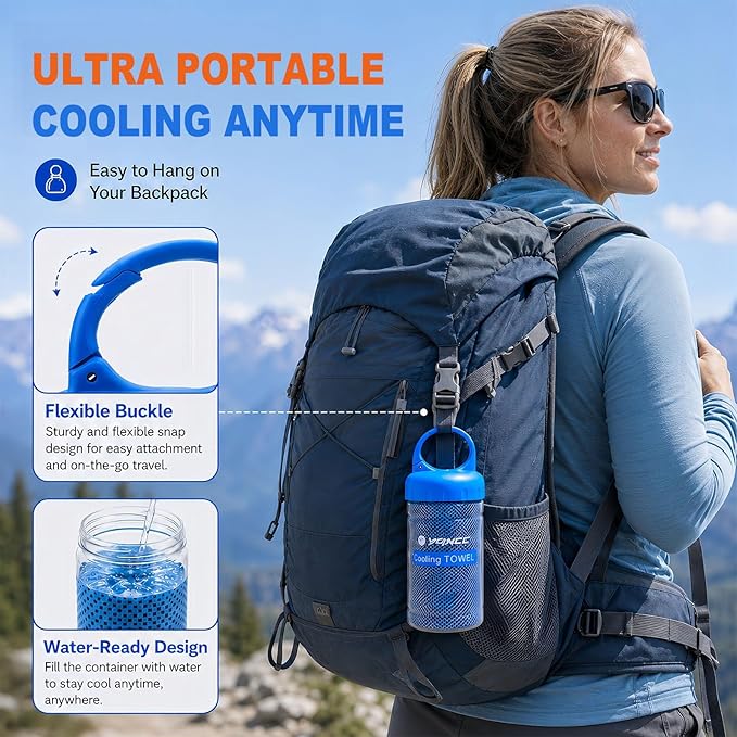 YQXCC 2 Pack Cooling Towels (47"x12"), Ice Cool Neck Towel, Soft Breathable Microfiber for Yoga, Golf, Gym, Running, Camping & Hot Weather