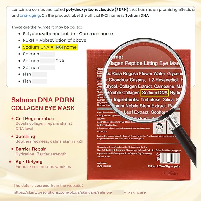 GONIM Under Eye Patches 360° Fit, Eye Mask with Collagen Peptide, Salmon DNA PDRN, Retinol & Niacinamide, Eye Patches for Puffy Eyes and Dark Circles, Travel Essentials 4 pairs x 2