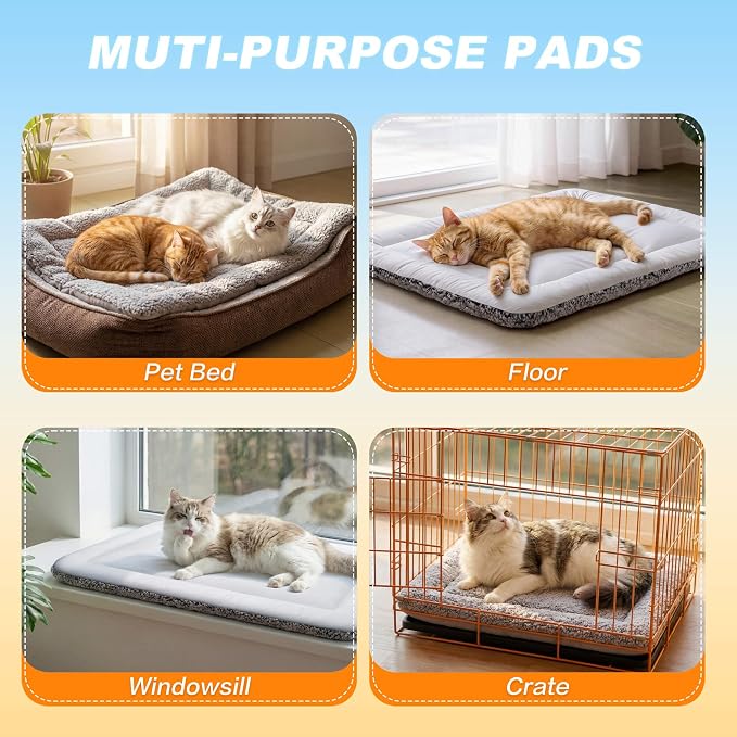 Cooling Mat for Cats, Reversible Self Warming Cat Bed, Gray, 24 x 36 Inches | Cool-Touch Ice Silk Side, Plush Fleece Warm Side, Heat-Reflective Foil for Indoor Cats, Kittens, Small Dogs and Crates