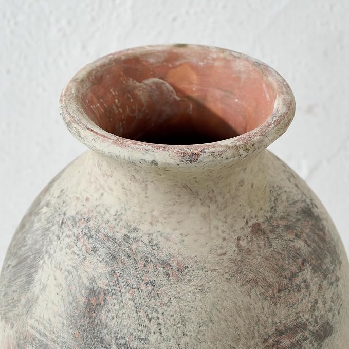 LUKA Ceramic Rustic Flower Vase Home Decor-11 inches Large Tall Retro Vases | Vintage Vases Living Room Kitchen Bedroom Decorations for Home Bookshelf Office Coffee Desk Dining Fireplace (11"Tall)