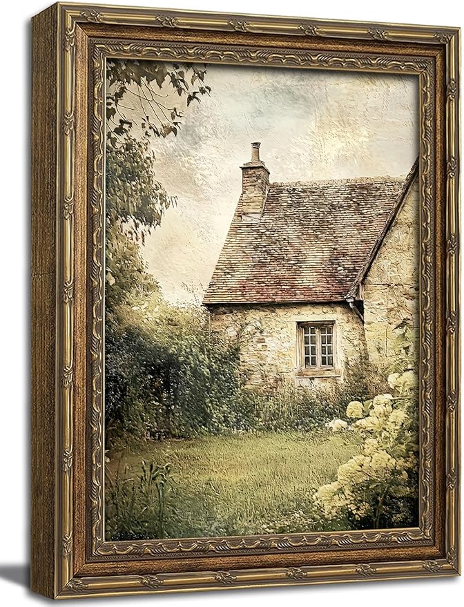 Gold Framed Wall Art Vintage Farmhouse Wall Art Rustic Cottagecore Wall Decor Picture Summer Countryside Nature English Landscape Poster Print Artwork for Living Room Bedroom 12x16in