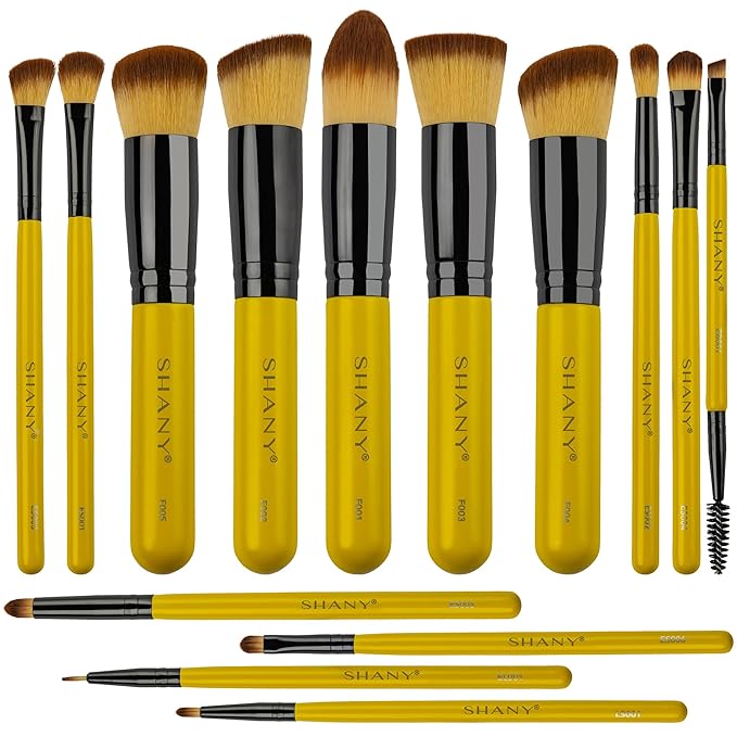 SHANY14 Piece Makeup Brush Set – Elite Cosmetics Brush Collection - Complete Kabuki, Eyes, Face, powder, foundation Makeup Brush Set - Canary