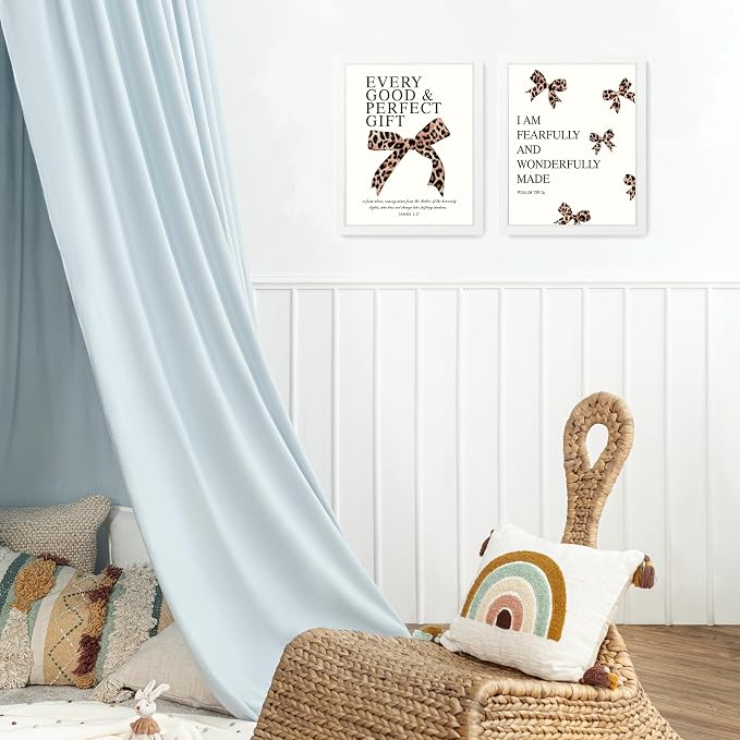 LARTSFRO Coquette Leopard Bow Wall Art Decor Posters, Y2K Cheetah Leopard Bow Room Bedroom Bathroom Dorm Wall Art Decor Aesthetic for College Teen Girls Gifts, Inspirational Bible Verses Bow Wall Decor, 10x8 Inch Set of 4 Pcs Cheetah Bow Pictures (WHIT...