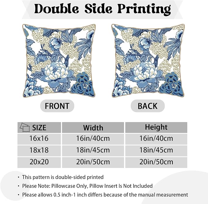 KSLIDS Vintage Floral Soft Velvet Throw Pillow Covers Set of 2 Blue Beige Floral Decorative Pillow Covers 18x18 Inch Chinoiserie Retro Pillow Case for Sofa Couch Bedroom Farmhouse Home Decor