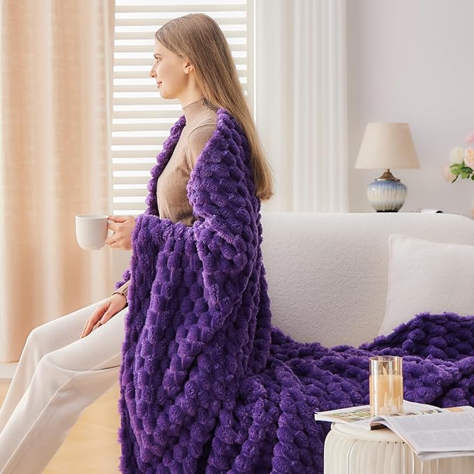 NEWCOSPLAY Fleece Clouds Cozy Throw Blanket for Couch, Purple, 50"x60" | Premium Silky Flannel Blanket, Soft Lightweight Fluffy Throw Blanket for Bed Sofa Decor, Gift for All Season Use