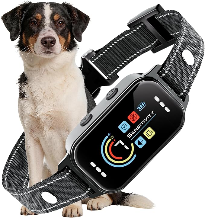 Dog Bark Collar, Auto Anti Barking Collar for Large Medium Small Dogs 11-120lbs, 7 Sensitivity Levels, 5 Safe Training Modes, Humane Bark Training Collar