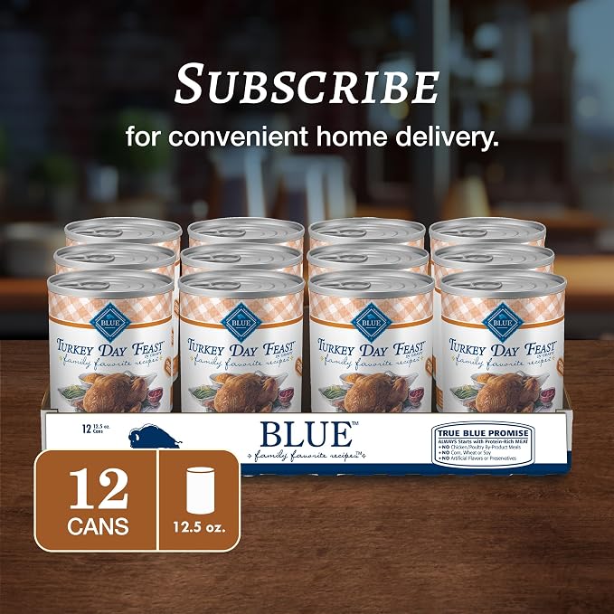 Blue Buffalo Family Favorites Turkey Adult Wet Dog Food, 12.5 oz, 12 ct | Turkey Day Feast Recipe, Real Turkey First, in Gravy, Feed as Treat, Topper, or Meal