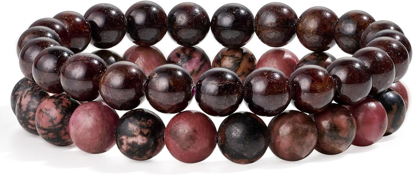 Bivei Natural Gemstone Semi Precious Healing Crystals Handmade Stretchy Round Beads Bracelet,Stocking Stuffers for Women Enhance Positive Energy