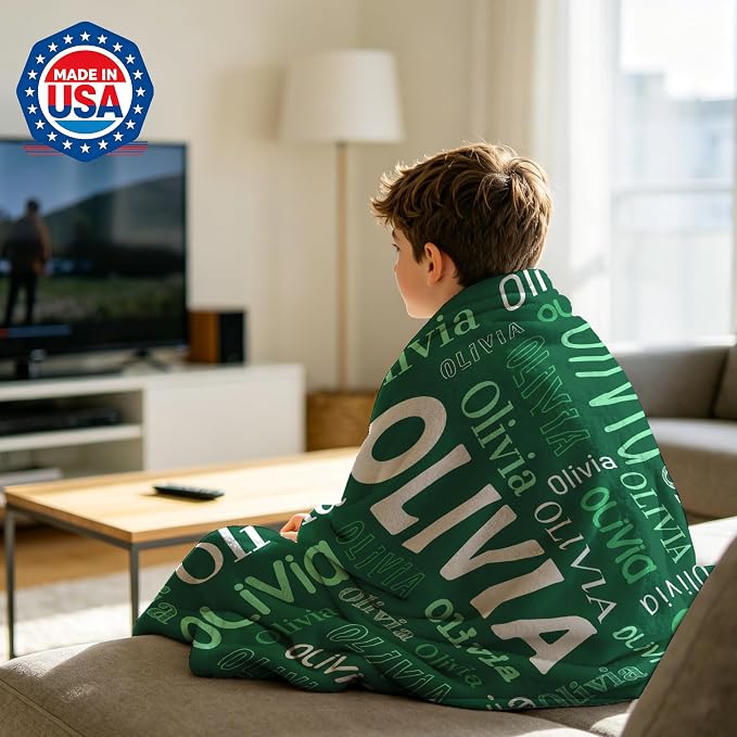 Custom Blanket with Name, Personalized Name Blankets for Teen Girls Boys Kids Baby, Customized Flannel Throw Blanket Gifts for Christmas Birthday - Printed in USA