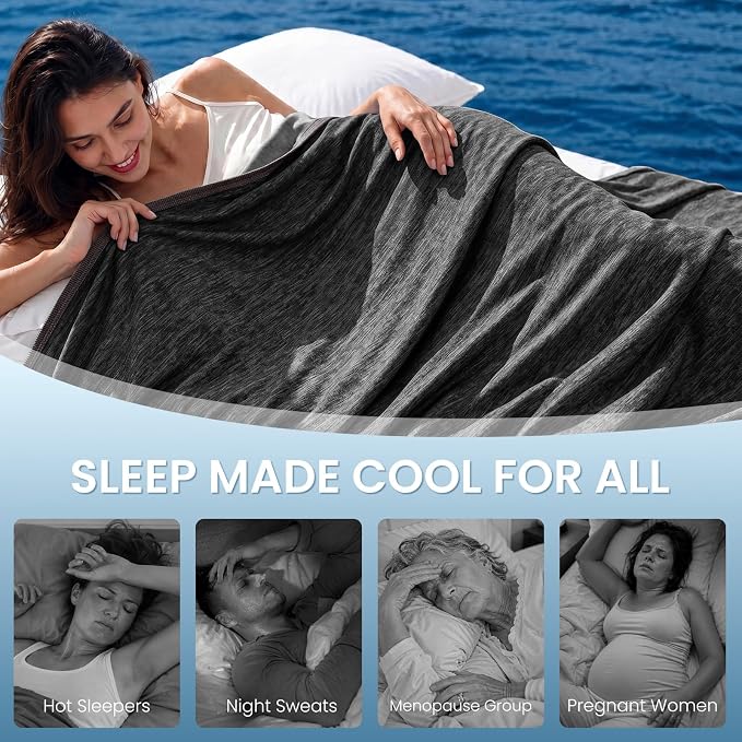 Cooling Blanket Queen Size 90"x90" for Hot Sleepers Summer Blanket | Absorbs Heat Cold Summer Blanket for Night Sweats & Menopause Q-Max>0.5 Lightweight Breathable Soft Double-Side Cooling