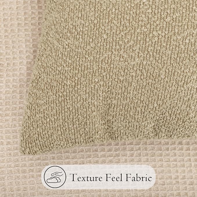 JoraLion 16x24 inch Boucle Lumbar Pillow Cover, Camel Woven Texture Neutral Long Pillow Cover Breathable Cushion Case for Couch Sofa Bed Living Room Home Decor (Cover Only)