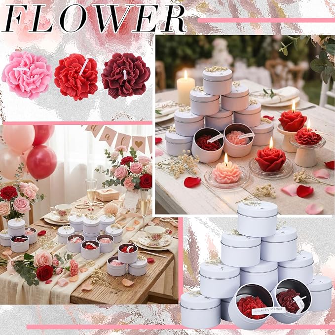 Threlaco 12 Pcs Flower Candles Scented Bridesmaid Gift Set Soy Wax Aromatherapy Candles Bulk for Wedding Bridal Shower Home Guests Women Valentines Mothers Day Anniversaries Favor(Red Gradient)