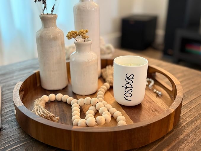 rosbas Lavender Soy Wax Candle - 8 oz in Ceramic Jar - Boxed - Clean Burning for Relaxation and Sleep - White - Made in USA