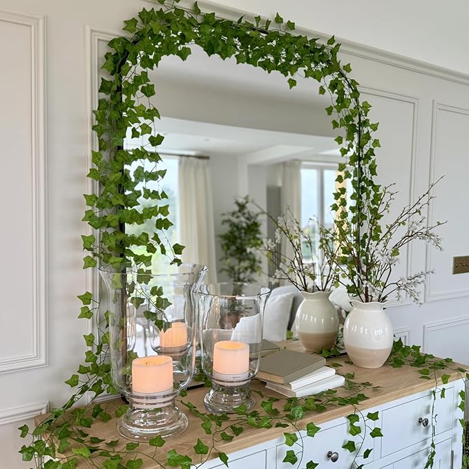 12 Pack 84Ft Artificial Ivy Garland, Fake Vines UV Resistant Greenery Leaves Fake Plants Hanging Aesthetic Vines for Home Bedroom Party Garden Wall Room Decor