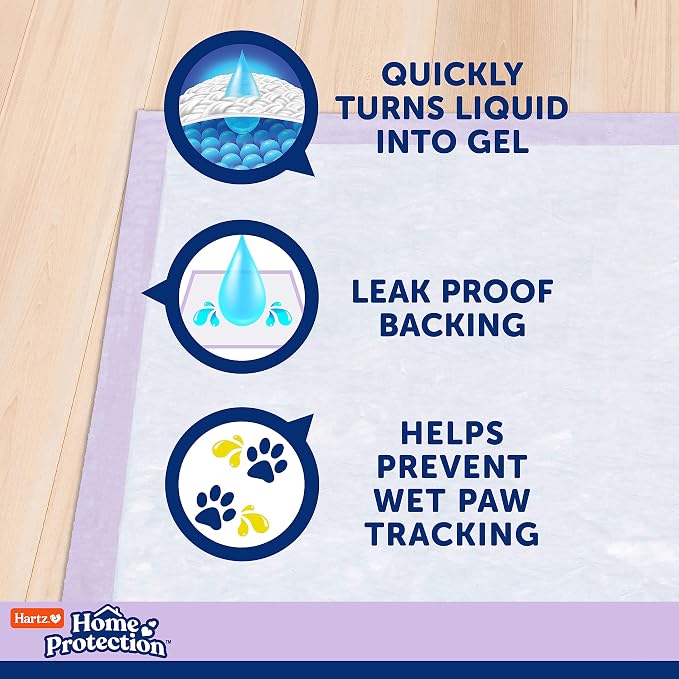 Hartz Home Protection Lavender Scented Dog Pads, 3XL 30 Count, Super Absorbent & Won't Leak, Odor Eliminating (Pack of 2)