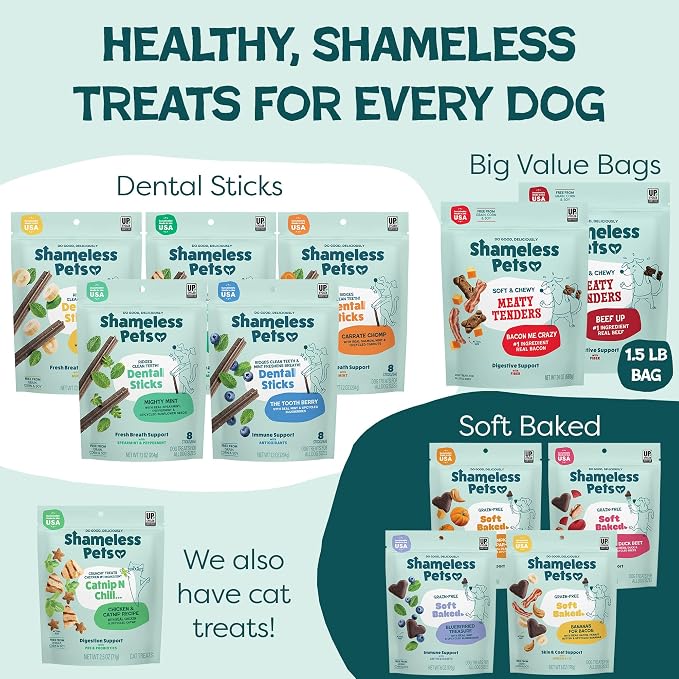 Shameless Pets Soft Dog Treats – Cheeky Chicken Meaty Tenders, Soft & Chewy Treats for Dogs, Real Chicken 1st Ingredient, Grain Free, Healthy Treats for Small, Medium & Large Dogs, 8oz