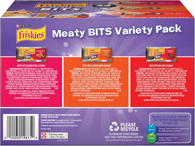 Friskies Purina Meaty Bits Cat Food Variety Pack, 24 Pack 5.5 oz Cans