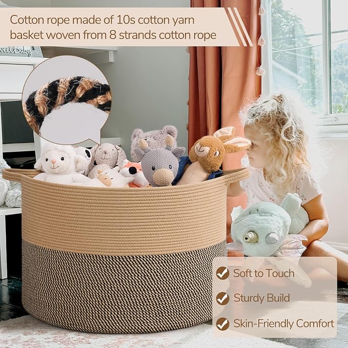 INDRESSME 115L Extra Large Woven Wicker Blanket Basket Living Room | Wicker baskets for organizing shoe, dog toys & pillows. For living room bedroom or nursery decor. soft-touch with handles