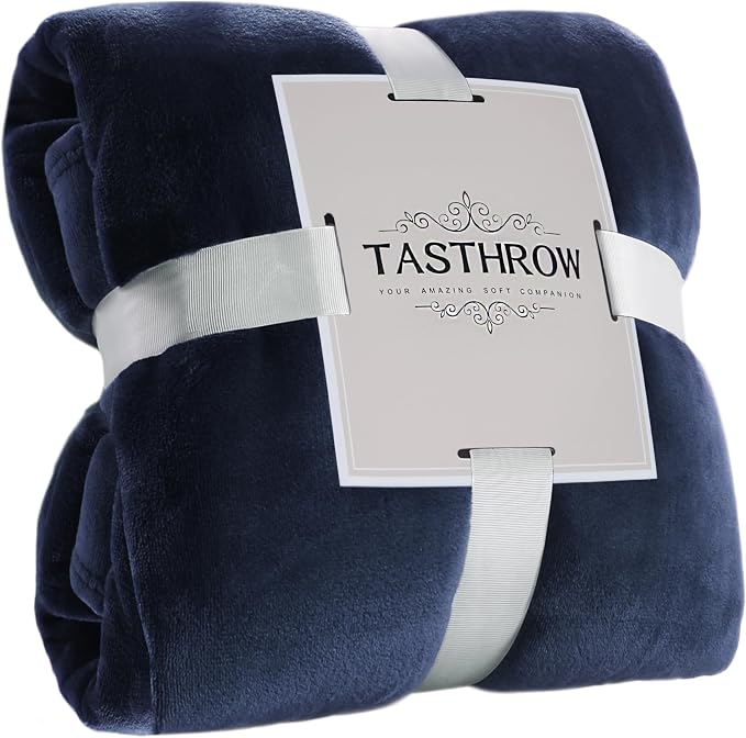 TASTHROW Navy Throw Blanket 50x60 Inches | Soft Plush Cozy Fleece Flannel Throw Blanket, Lightweight Warm Throws for Bed, Couch, Bedroom and Living Room, All Seasons
