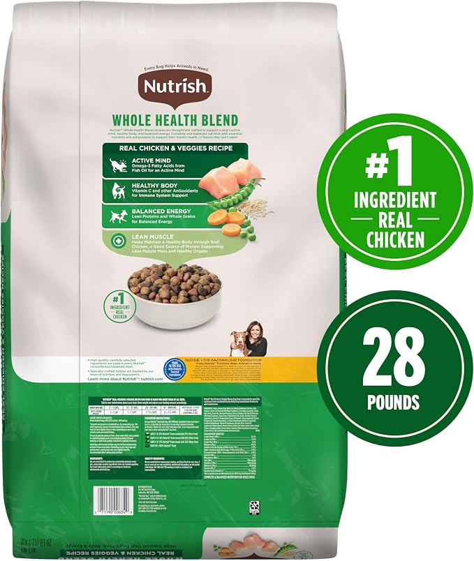 Nutrish Dry Dog Food, Real Chicken & Veggies, 28 lb. Bag (Rachael Ray)