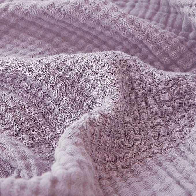 EMME Cotton Muslin Large Throw Blanket Couch Breathable Gauze Soft Lightweight Bed Blankets Adults (Heather Lavender, 50"x70")