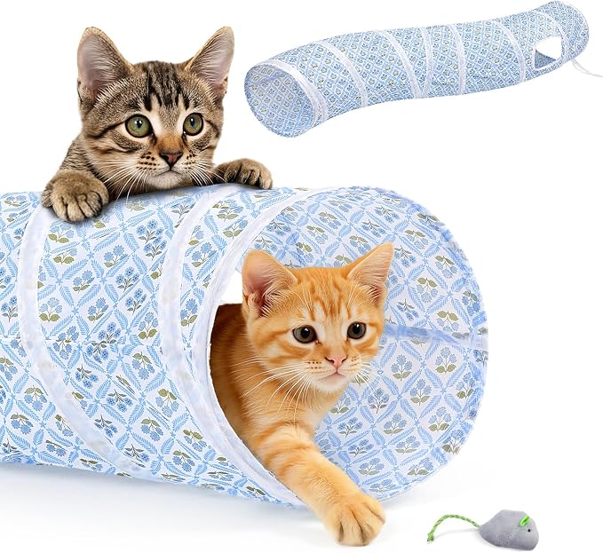 Glittme S-Shape Cat Tunnel, Foldable Cat Tunnels for Indoor Cats