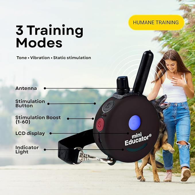 E-Collar ET-300 / ET-302 Dog Training Collar System with Remote - 1/2 Mile Range - Waterproof, Vibration, Sensation - Includes eOutletDeals Pet Towel (1 Dog System - ET-300 Black)