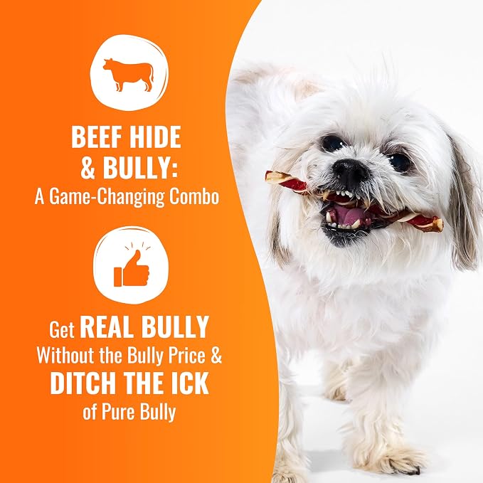 GOOD 'N' FUN Twists Long-Lasting Dog Treat with Real Bully, 12 Count | Premium Chicken, Bully & Beef Hide Chew, High Protein Supports Strong Muscles and Healthy Immune System, For Adult Dogs