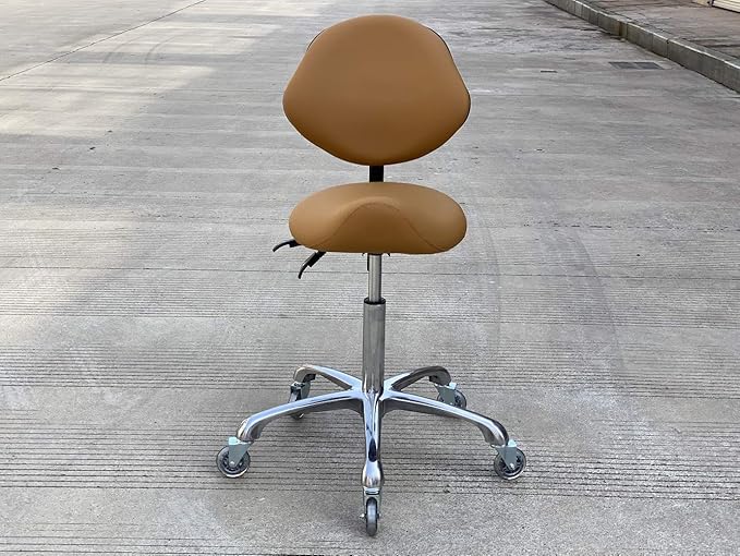 Adjustable Saddle Stool Chairs with Back Support Ergonomic for Medical Clinic Studio Salon Office and Home (Camel)
