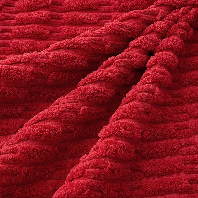 MIULEE Pack of 4 Christmas Decorative Throw Pillow Covers 20x20 Red | Neutral Rustic Farmhouse Boho Soft Striped Pillow Covers,Home Decor for Sofa,Living Room,Couch,Bed