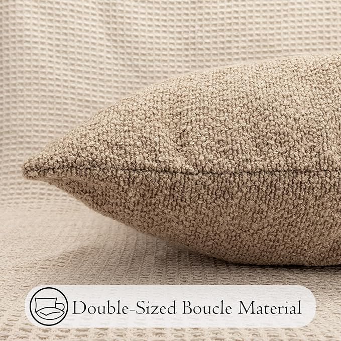 JoraLion 20x54 inch Neutral Boucle Body Pillow Cover, Camel Long Pillow Cover Cozy Soft Cushion Case for Couch Sofa Bed Living Room Home Decor, Pack of 1 (Cover Only)