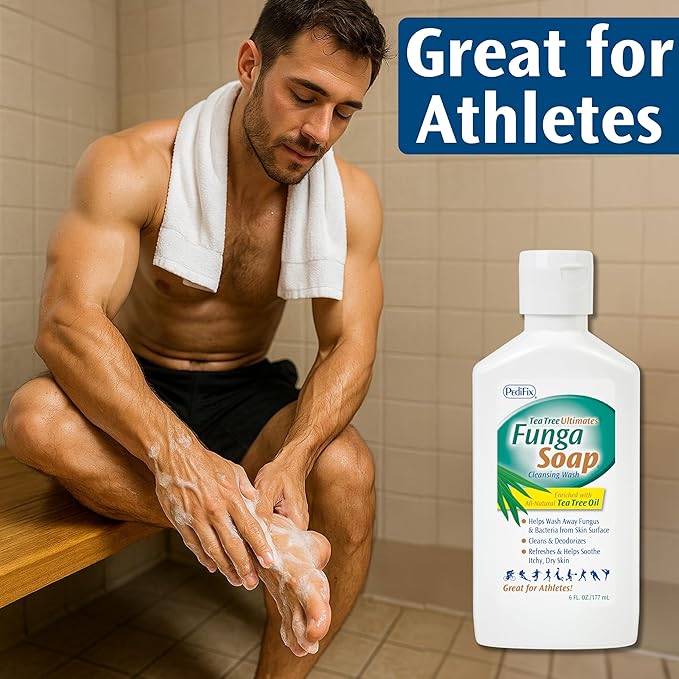 PediFix FungaSoap Tea Tree Cleansing Wash – Antifungal Body Wash & Foot Soap – All-Natural Tea Tree Oil Cleanser for Athlete’s Foot, Ringworm, Jock Itch, Body Odor & Fungus - 6 fl. oz