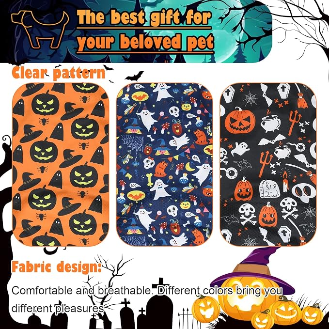 6 Pack Halloween Dog Clothes for Small Dogs, Soft and Breathable Puppy Kitten Dog Shirts for Pet Cats, Dogs' T-Shirts Apparel Sleeveless Vests for Yorkies (Happy Halloween, Medium)